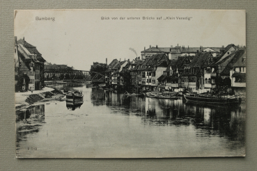 AK Bamberg / 1907 / Blick von der unteren Brücke auf Klein Venedig / Boote